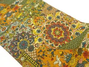 切り嵌め風華文に花唐草・鳥模様織出し名古屋帯